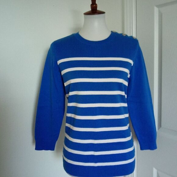 Ralph Lauren Blue White Crew Neck Sweater - Picture 1 of 5